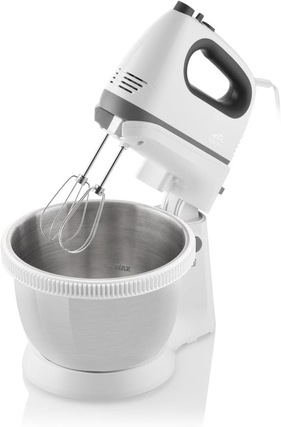 Handmixer met Kom - Keukenmixer Klopper - Beslag Maken - Met Roterende Kom - 3.6 Liter - Wit