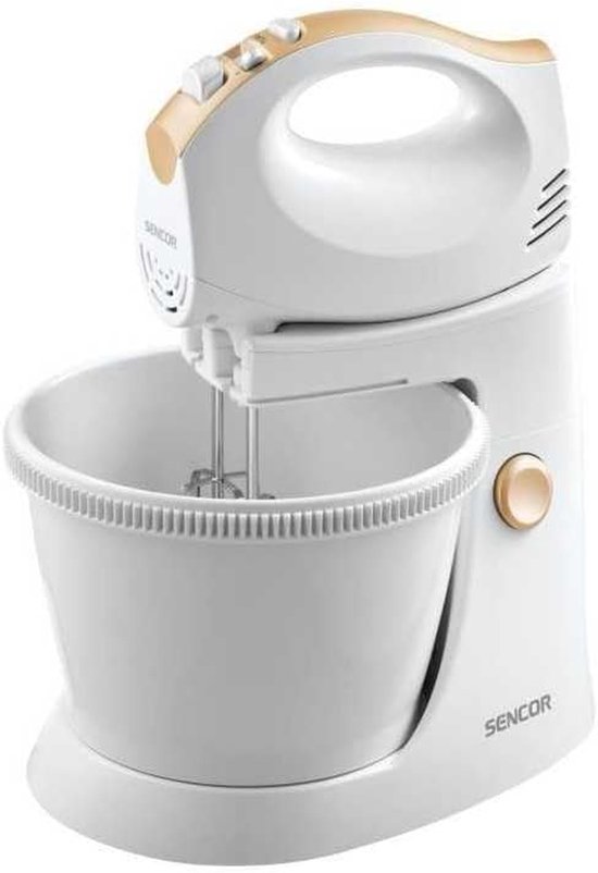Handmixer met Kom - Mixer Keuken - Bakken en Koken - Draaibare Kom - 500 W - Wit