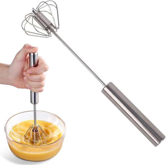 Handmixer - Metaal - 27 x 7 x 2,2 cm - Roestvrijstalen Halfautomatische Garde - Voor Eieren en Sauzen