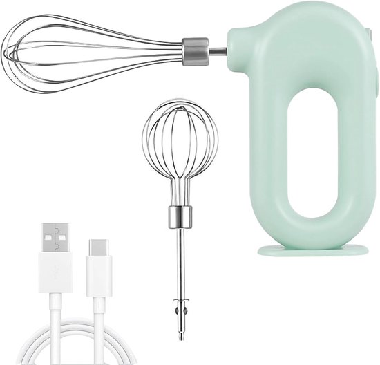 Handmixer, Mini Elektrische Handmixer Huishoudelijke USB Oplaadbare Mini Eiklopper Handheld Eiklopper Elektrische Mixer Met 4 Snelheidsmodi(Groente)