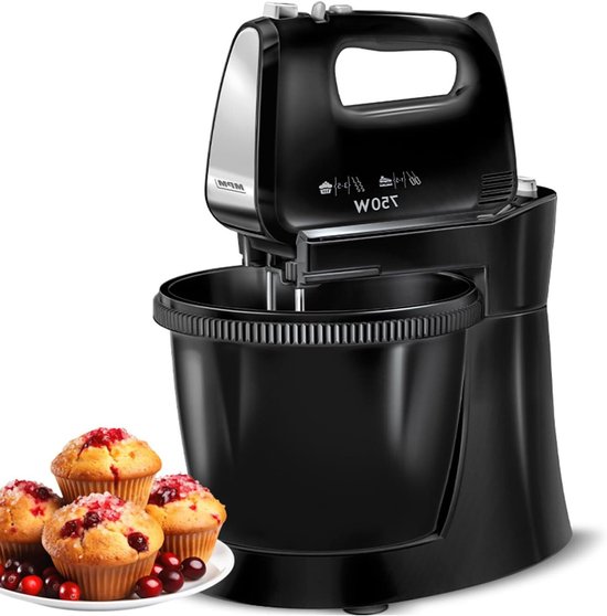 Handmixer - Mixer Keuken - Bakken en Koken - 5 Snelheden - 3 L - Zwart