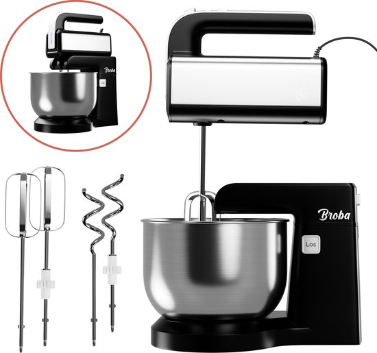 Handmixer Mixer met Mengkom 2-in-1 Keukenmixer met Kom van Broba
