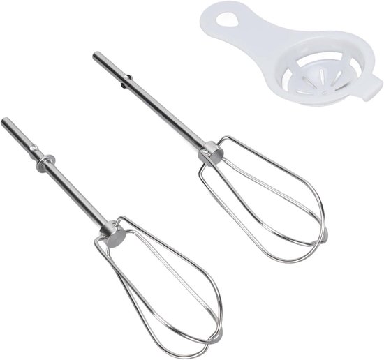 Handmixer Opzetstukken - Kloppers Set - Bakken en Mixen - Roestvrij Staal - 2 Stuks - Zilverkleurig