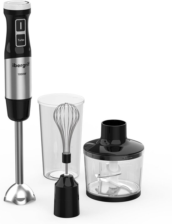 Handmixer - Roestvrij staal - 1000 W - 4-in-1 Set - Voor Meerdere Keukenfuncties