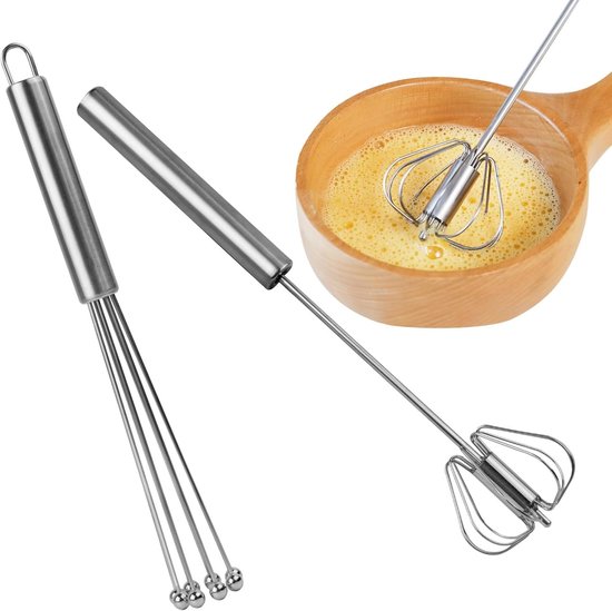 Handmixer - Roestvrij staal - 25,4 cm - Multifunctionele Garde voor Eieren en Sauzen - Set van 2