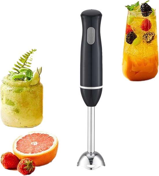 Handmixer Roestvrij Staal - Staafmixer Elektrisch - Maaltijden Bereiden - Krachtige Roestvrijstalen Snijder - 38 x 6.5 cm - Zilver