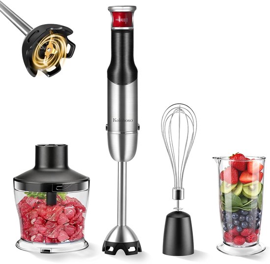 Handmixer - Roestvrijstaal - 4-in-1 Multifunctioneel - Variabele Snelheid - Voor Koken en Bakken