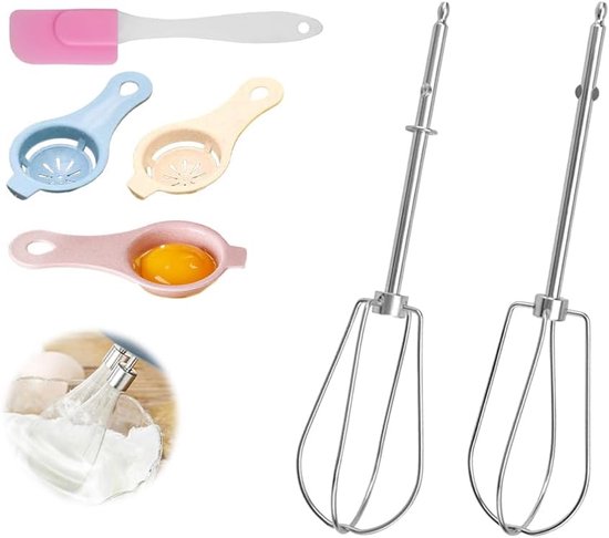 Handmixer set 2-delig - RVS eierklopper - Inclusief spatula en eischeider - Perfect voor beslag - ShopVlot