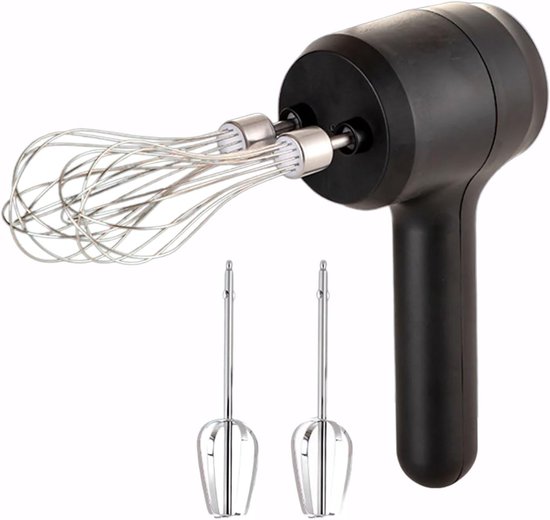 Handmixer Set - Draadloze Klopper - Desserts Maken - Vier Afneembare Opzetstukken - Compact Ontwerp - Zwart