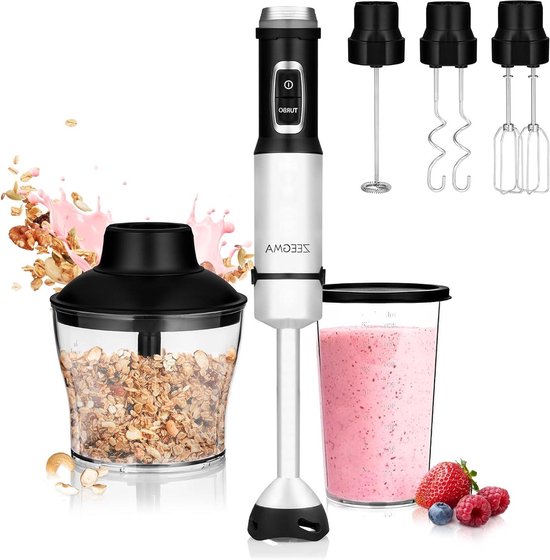 Handmixer Set - Keukenapparaat - Eten Bereiden - 1500W Krachtige Motor - 5 Accessoires - Zilver