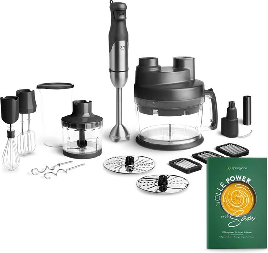 Handmixer Set - Keukenapparaat - Koken en Bakken - 800 Watt Kracht - 3 Opzetstukken - Zilver