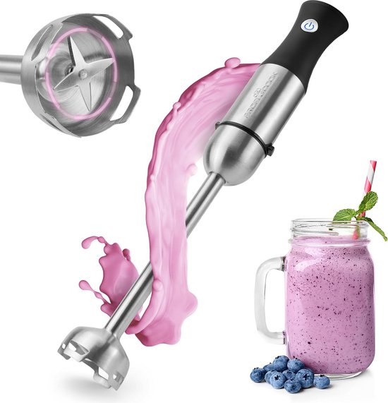 Handmixer Staal - Keukenmixer - Cremes Maken - 5 Snelheden - 27 cm steel - Zwart