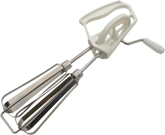 Handslinger Mixer - Eierklopper Garde - Beslag Maken - Dubbele Mengkoppen - 25 cm - Wit