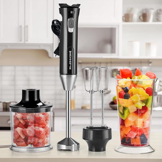 Handzame Staafmixer - Keukenmixer Garde - Maaltijden Bereiden - 6 Snelheden Krachtig - 500 ml - Zwart