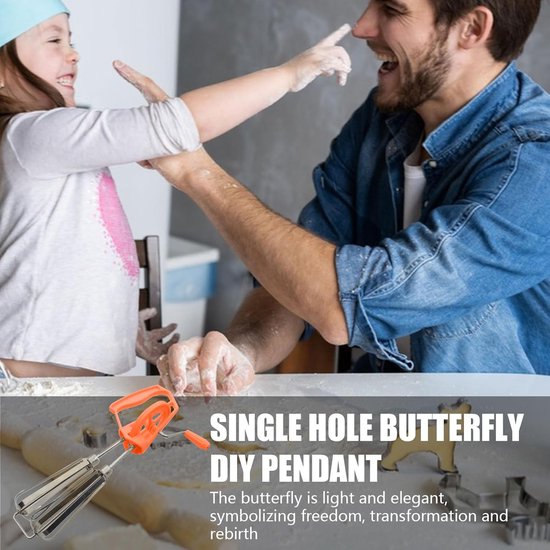 Handzwengel mixer - Eierklopper - Efficiënt kloppen - Dubbele mengkoppen - 20 cm lengte - Oranje