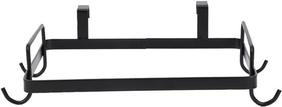 Hangende afvalzakhouder voor keuken, opbergstandaard voor vuilniszakken en keukengerei, zwart van Merkloos