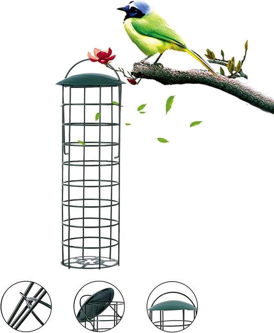 Hanging Bird Feeder Station voor Tuin, Voederdispenser voor Wilde Vogels, Tit Ball Houder, Voederstation met Grid Ontwerp voor Buitenactiviteiten van Merkloos