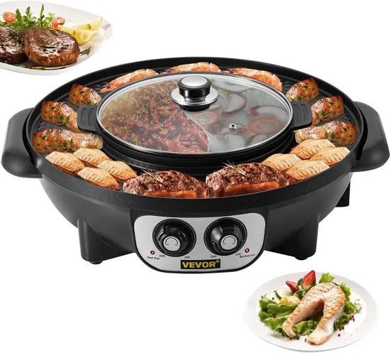 Hanimo Koreaanse Bbq - Hotpot - Hotpot Electrisch - Korean Bbq - Koreaanse Grill - Koreaanse Grill En Hotpot Set - Korean Bbq Grill - Chinese fondue - 1 tot 8 personen