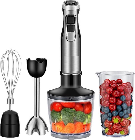 Happyment 4-in-1 Staafmixer Set - Hakmolen - Hand Blender - 6 snelheden - 1200W - Incl. Accessoires van Happyment