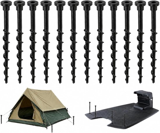 Haringen van kunststof, vloerbevestiging, weerbestendig, anker, laadstation, robotmaaier, 12 stuks, lengte 14 cm, kunststof, polyethyleen, accessoires, tuin, camping