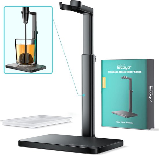 Hars Mixer Stand - Epoxy Houder - Harsen Maken - Vrije Handen Ontwerp - 16.79 x 14.2 cm - Zwart