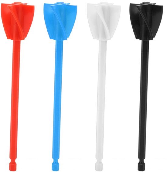 Harsmixer Peddels, 4 Stuks Eenvoudig Schoonmaken Verf Mixer Boor Accessoire Eenvormig Mengen Herbruikbaar 5 Bladen voor Kleurstoffen (Zwart Rood Wit Blauw) van Merkloos