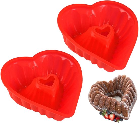 Hartvormige Bakvormen van Silicoon, 20cm, BPA-vrij, Geschikt voor Muffins, Cupcakes en Taarten, Vaatwasserbestendig en Ideaal voor Mousse en Pudding