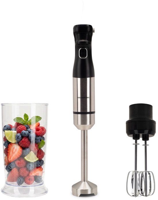 Hausberg 3-in-1 Staafmixer 1000W – Digitaal LED Display met Snelheidsniveaus – 0,7L Maatbeker – RVS Handblender – Turbofunctie – Stille Koperen Motor