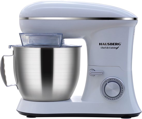 Hausberg HB-7622AB Multifunctionele Keukenmachine 1700 W | 6,5 L RVS Mengkom | 10 Snelheden – Wit van Merkloos