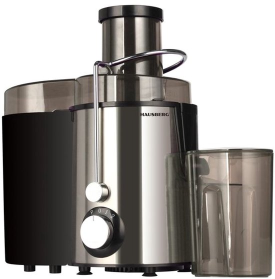 Hausberg HB-7645IN Sapcentrifuge 600 W | 65 mm Voedtunnel | 1 L Sap & 1,5 L Pulp | 2 Snelheden + Turbo | Zwart/Zilver van Hausberg