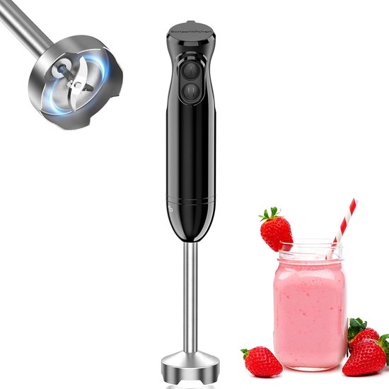 HB3201 Staafmixer, elektrisch, 1000 W, pureerstaaf, roestvrij staal, 2 snelheden, roerstaaf voor babyvoeding, soep, smoothies, puree, saus, handmixer, zwart | 2 snelheden, eenvoudig voor babyvoeding, soep, puree en sauzen, HB3201 (zwart)