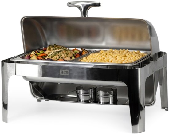 HCB® - HCB Chafing dish - rolltop - 2 x 1/2 GN - 9 liter - RVS / INOX - 3 kg - 3478