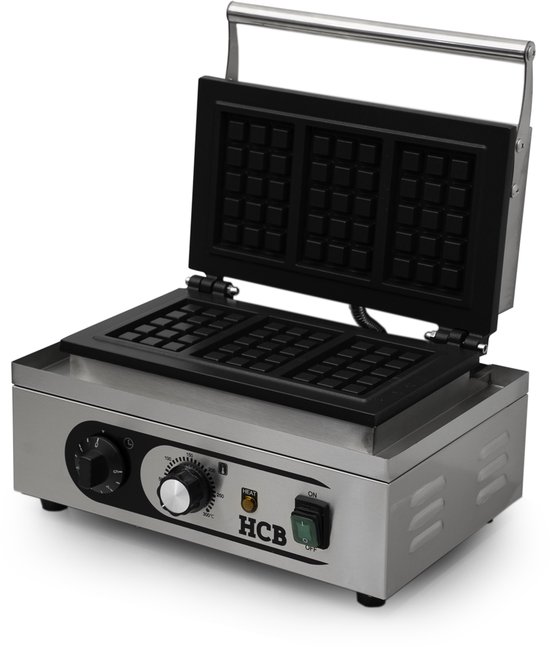 HCB® - Professioneel horeca Wafelijzer voor 4 Luikse wafels - Wafelmaker van RVS / INOX - 27x38x23.5 cm (DxBxH) - 20 kg - 9628 van HCB