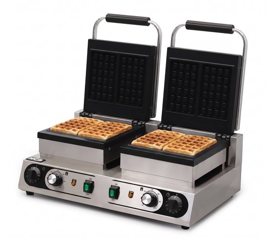 HCB® - Professioneel horeca Wafelijzer voor 4 Luikse wafels - Wafelmaker van RVS / INOX - 38x63x27 cm (DxBxH) - 20 kg - 9921 van HCB