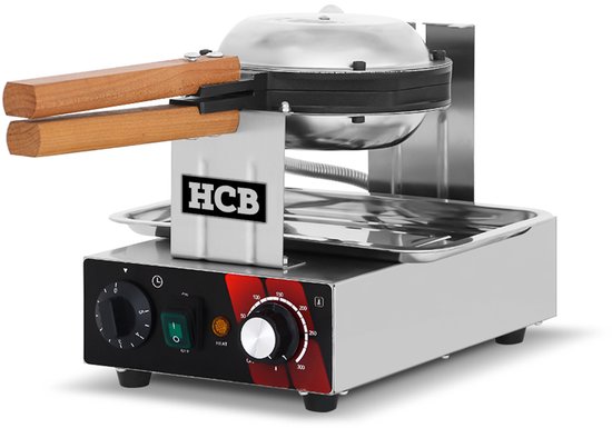 HCB® - Professioneel rond horeca Wafelijzer - bubbel patroon - 230V - Wafelmaker van RVS / INOX - 42x22.5x29 cm (DxBxH) - 20 kg - 8680