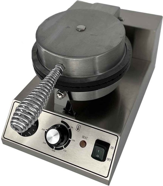 HCB® - Professioneel rond horeca Wafelijzer met timer - 230V - Wafelmaker van RVS / INOX - 39x25x26 cm (DxBxH) - 10.40 kg - 1131