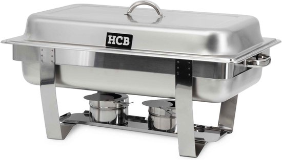 HCB® - Professionele Chafing dish - Incl. 6 GN bakken - RVS / INOX Buffetwarmer bakkenset - Incl. Gastronormbak - Bain marie - Horeca Warmhoudschaal - 3 kg - 7028