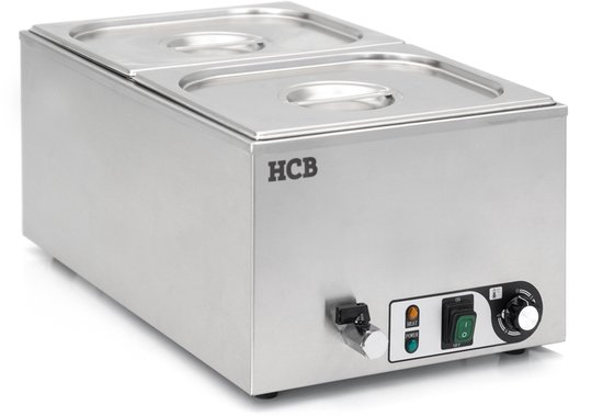 HCB® - Professionele Horeca Bain marie - 2 x 1/2 GN - 230V - RVS / INOX - Buffetwarmer Elektrisch - 35.5x60x26 cm (DxBxH) - 9 kg - 1428