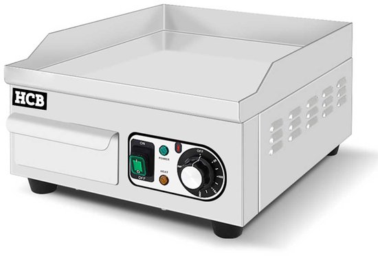 HCB® - Professionele Horeca Bakplaat - glad - 230V - RVS / INOX - Electrisch Teppanyaki Grill apparaat - 45x36x22 cm (DxBxH) - 23 kg - 8707