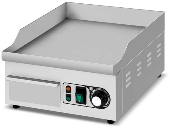 HCB® - Professionele Horeca Bakplaat - glad - 230V - RVS / INOX - Electrisch Teppanyaki Grill apparaat - 45x36x22 cm (DxBxH) - 23 kg - 8728