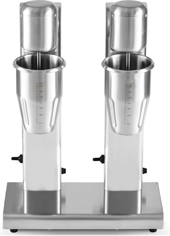 HCB® - Professionele Horeca Milkshakemixer - dubbel - 2 x 750 ml - RVS / INOX Milkshakemaker - 35x17x52 cm (BxDxH) - 6 kg - 1361 van HCB