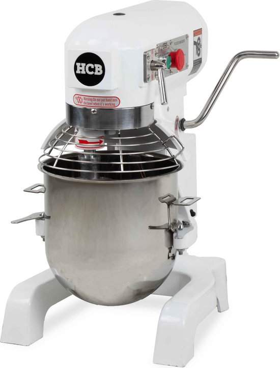 HCB® - Professionele Horeca Planeetmenger - 10 liter - 230V - RVS / INOX deegmachine - Kneedmachine - Keuken machine - Planeetmixer - Deegkneder machine - Spiraalkneder - 45x36.5x60.5 cm (DxBxH) - 57 kg - 6825 van HCB