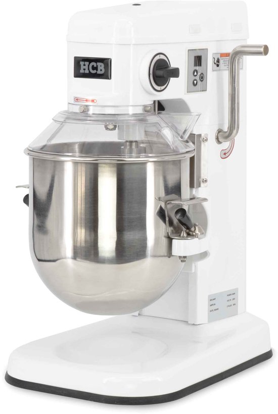 HCB® - Professionele Horeca Planeetmenger - 10 liter - 230V - RVS / INOX deegmachine - Kneedmachine - Keuken machine - Planeetmixer - Deegkneder machine - Spiraalkneder - 55 kg - 6497 van HCB
