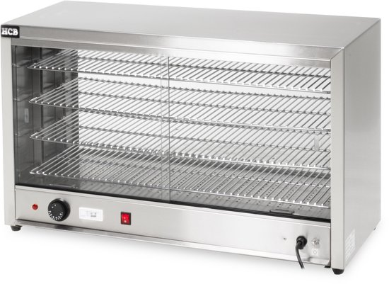 HCB® - Professionele Horeca Warmhoudvitrine - 230V - RVS / INOX - 33.5x85x53 cm (DxBxH) - 20 kg - 3810