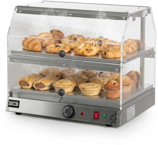 HCB® - Professionele Horeca Warmhoudvitrine - 230V - RVS / INOX - 36x50x43 cm (DxBxH) - 26 kg - 3794