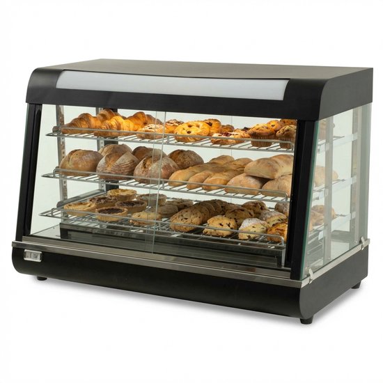 HCB® - Professionele Horeca Warmhoudvitrine - 230V - RVS / INOX - 48x90x61 cm (DxBxH) - 21 kg - 4331