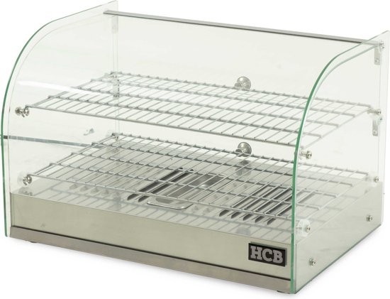 HCB® - Professionele Horeca Warmhoudvitrine - 45 liter - 230V - RVS / INOX - 37.5x55.5x37.5 cm (DxBxH) - 14 kg - 3378