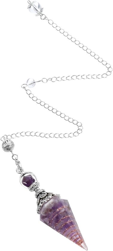 Healing Amethyst Crystal Garland met Hexagonale Puntige Cone Hanger en Ketting voor Dochelen, Energie Balanceren en Spiritualiteit