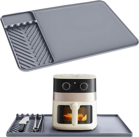 Heatbestendige Mat 60 x 40 cm - Vuurvaste Onderlegger voor Airfryer en Koffiezetter - Veelzijdige Bescherming tegen Hitte met Afneembare Siliconen Mat van Merkloos
