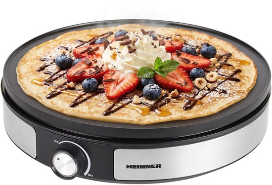 Heinner 2-in-1 Pannenkoekenmaker & Crepemaker – 1500W – Anti-aanbaklaag – Omkeerbare Plaat – Temperatuurregelaar – Indicatie Lampje – Roestvrijstalen Behuizing
